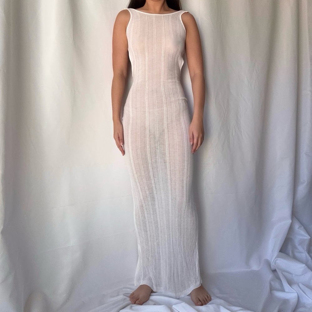 I.AM.GIA White Sheer Coverup Backless Dress - Picture 1 of 4